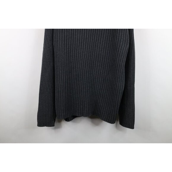 Vintage 90s Eddie Bauer Mens 3XLT Faded Heavy Cotton Ribbed Knit Sweater Gray - Picture 3 of 10